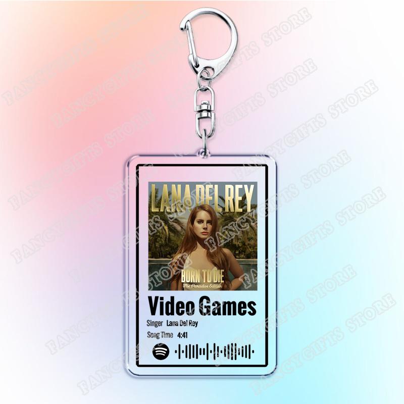 Musik Lana Del Rey Schlüsselanhänger für Damen Zubehör Tasche Lust auf Leben Videospiele Brooklyn Baby Lieder Schlüsselanhänger Schmuck Fans Geschenke beige