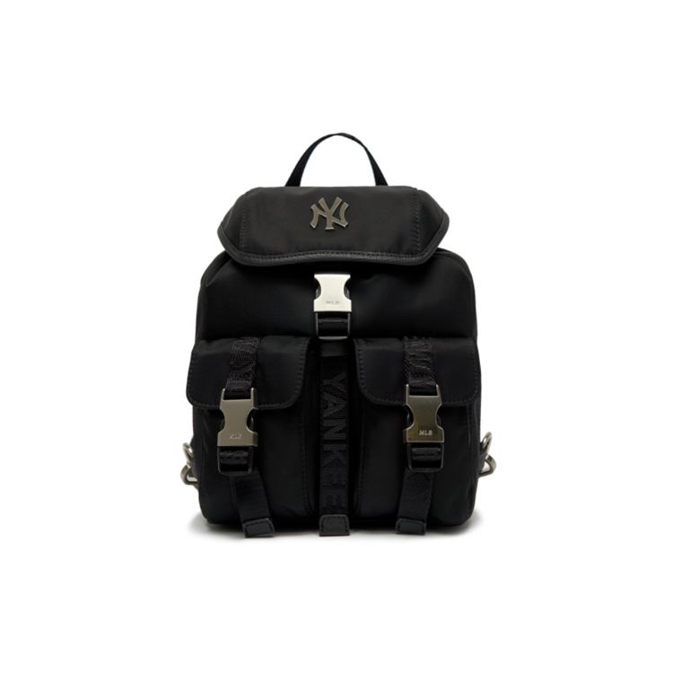 MLB New York Yankees Modetrend Mehrere Taschen Metallschnalle Klappenverschluss Nylon Rucksack Unisex Rucksack Schwarz 3ABKS041N-50BKS Black