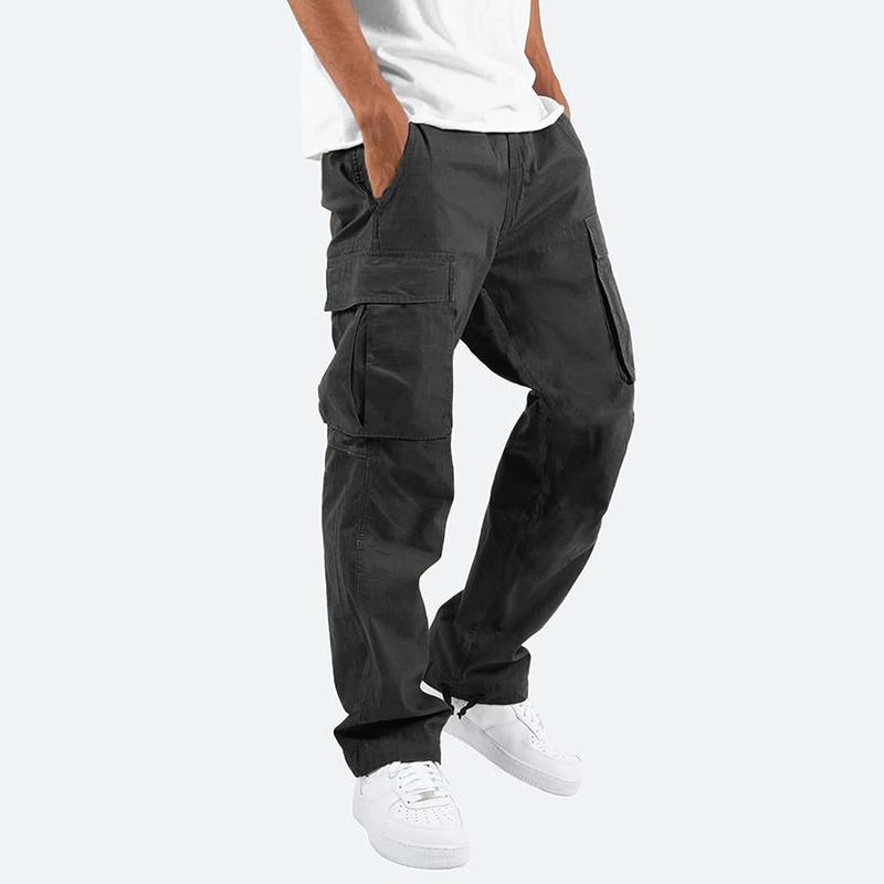 Männer Cargo Hosen Multi-Pocket Bänder Jogginghose Streetwear Casual Herren Hosen Hosen S schwarz