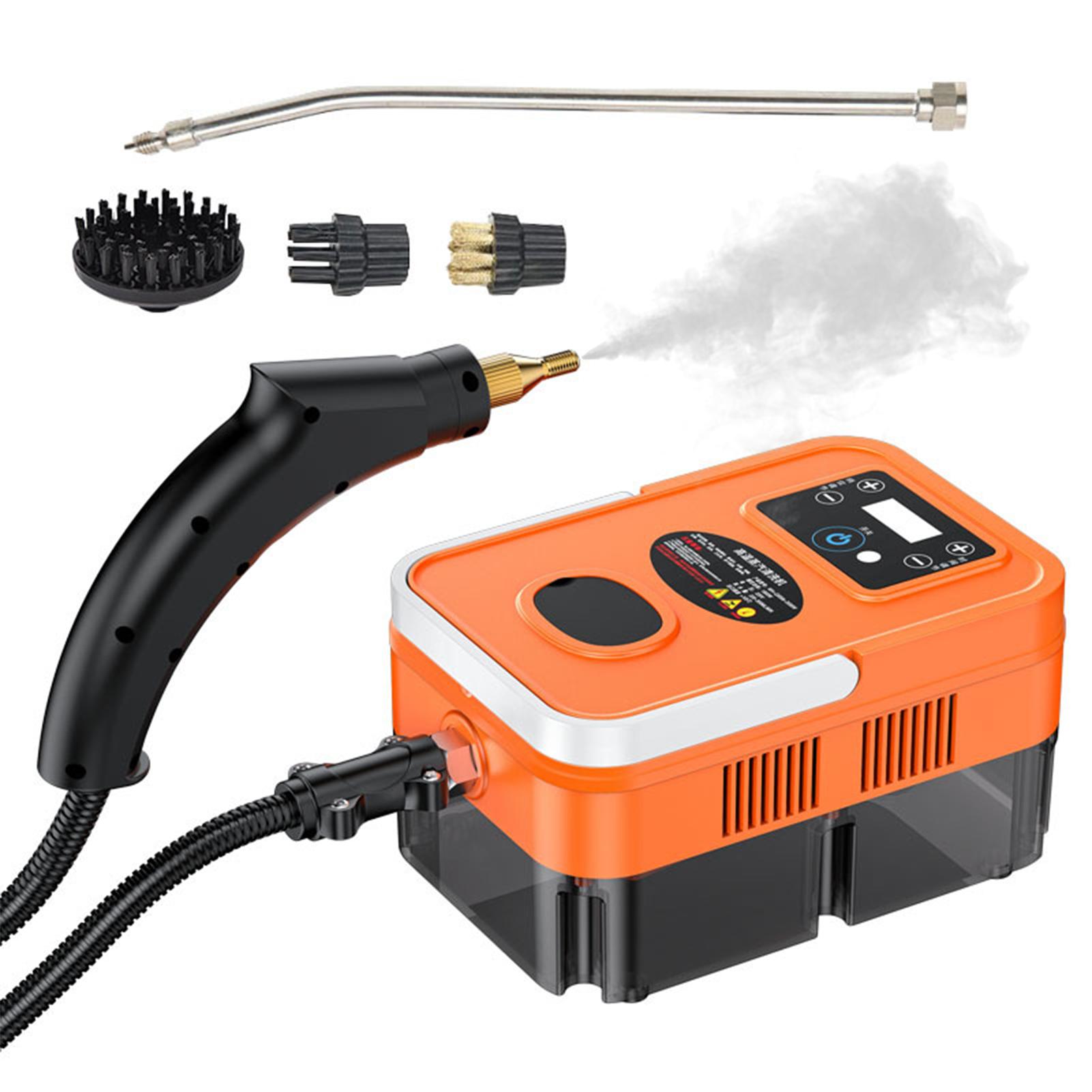 Handgehaltener Dampfreiniger für mehrere Oberflächen mit 4 Zubehörteilen, Touchscreen, 6 Stufen einstellbar, 15 Sek. EU Plug orange