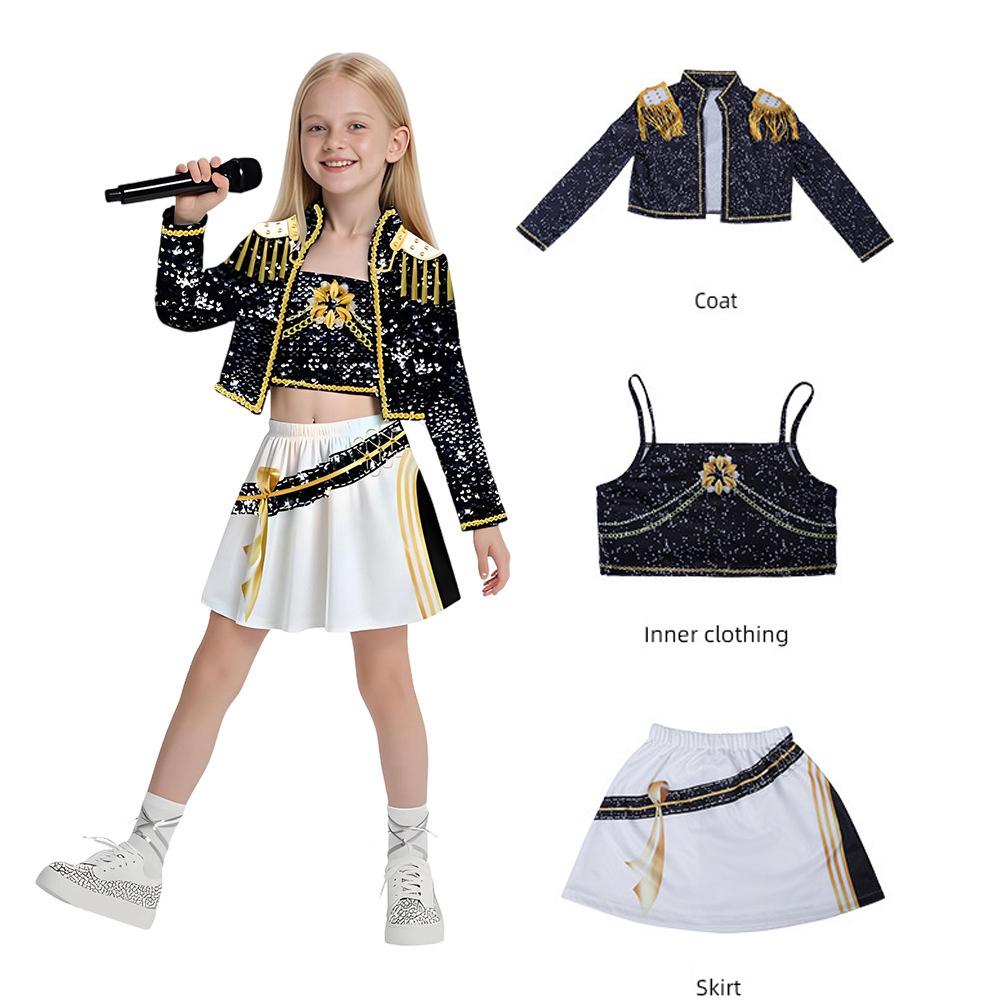 Kinder Mädchen Film Kpop Mira Cosplay Kostüm Druck Dämonenjäger Zoey Rumi Cosplay Karneval Show Kleidung Kinder Mädchen Huntrix Set 130 cm