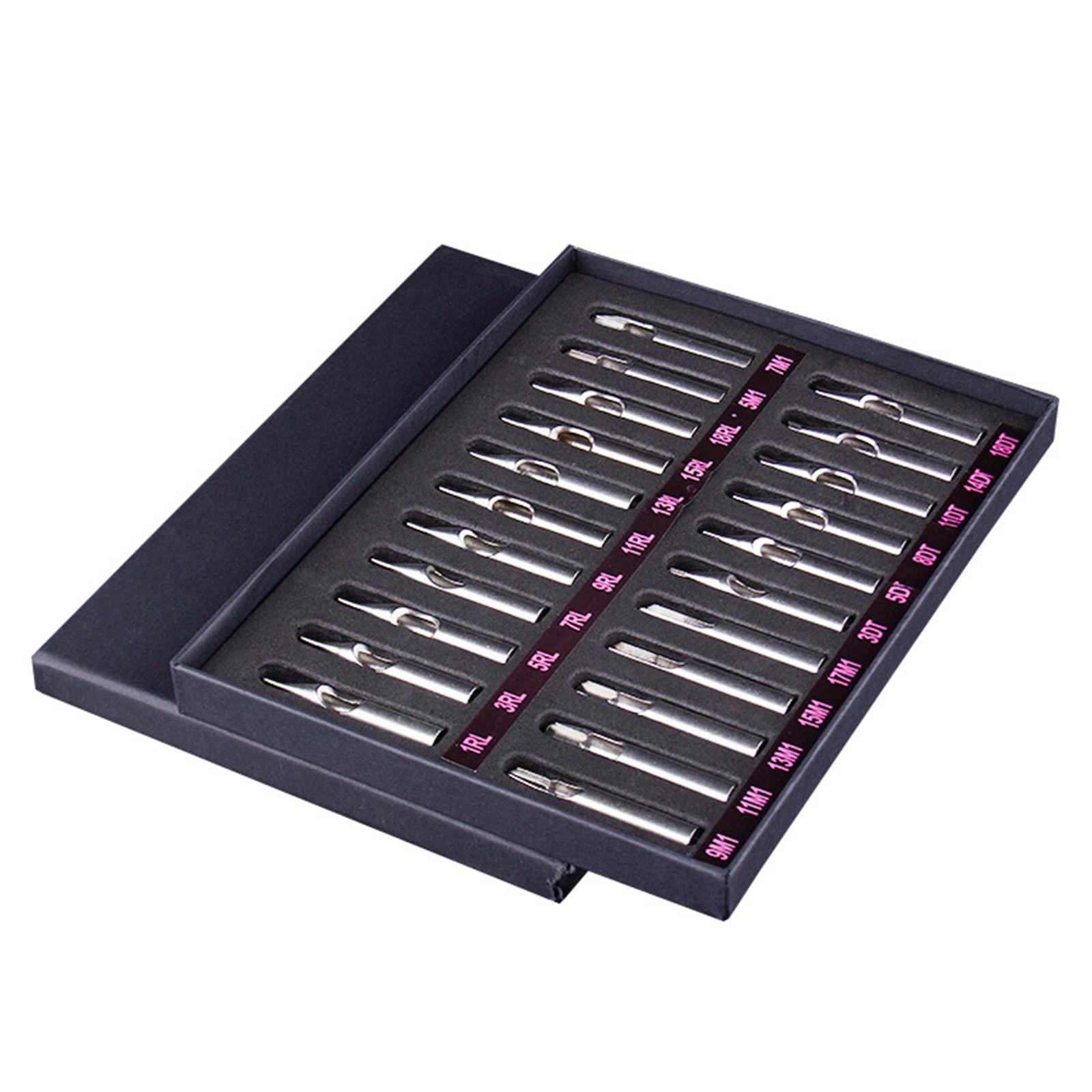 22PCS Edelstahl Tattoo Düsenspitzen Set RL M1 DT Gemischte Einweg Tattoo Tipps Tattoo Maschine silber