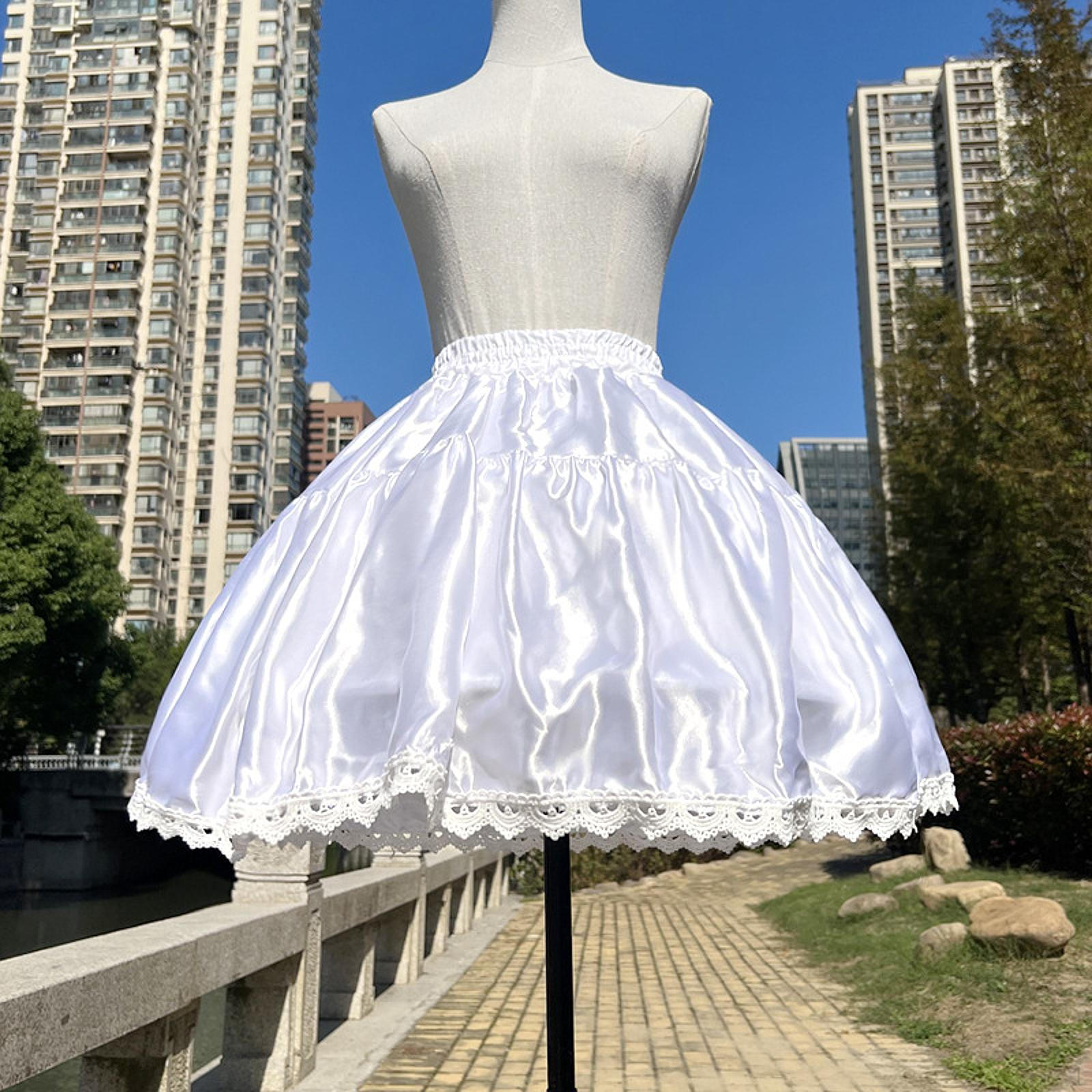 Lolita Petticoat Weiß Unterrock für Kleider Elastischer Bund Tanz Pettiskirt 2 Reifen