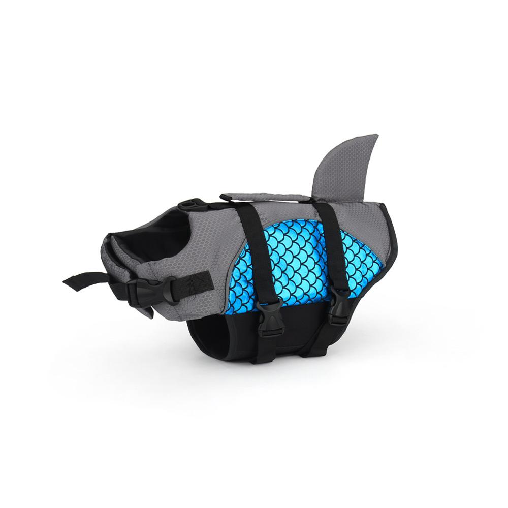 Fischflossen Hund Schwimmweste glänzende Schuppen Schwimmweste Badeanzug Jacke Haustier Mantel reflektierende Kleidung 2XL
