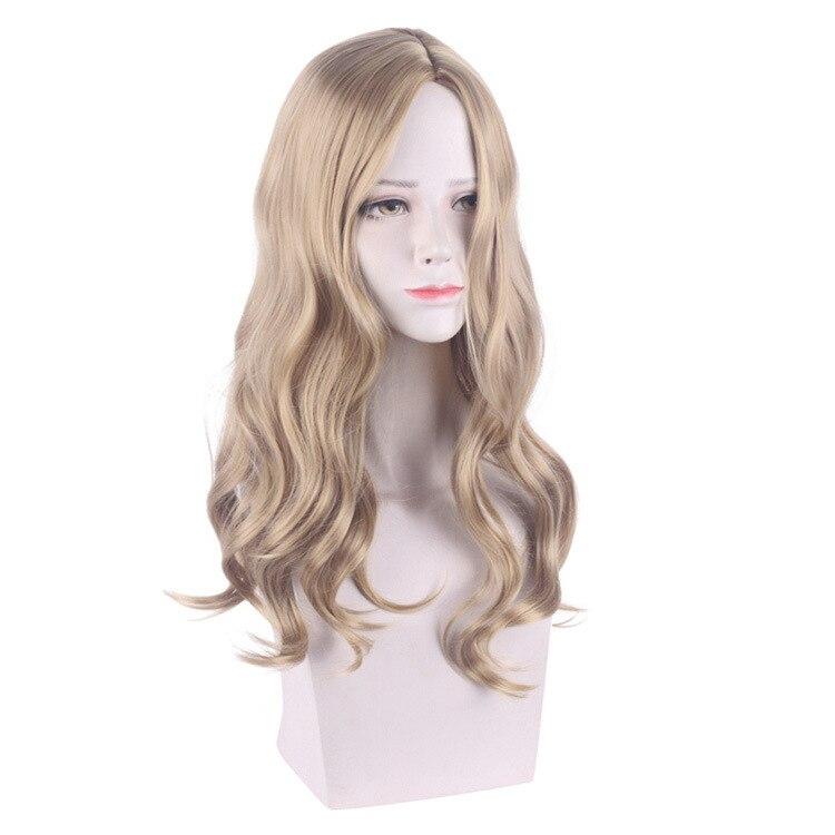 Anime 50 cm Bela Biohazard Village Lange Cosplay Perücke Synthetische Wellenförmige Haar Mittelteil Halloween Party Perücken Für Frauen 50CM khaki