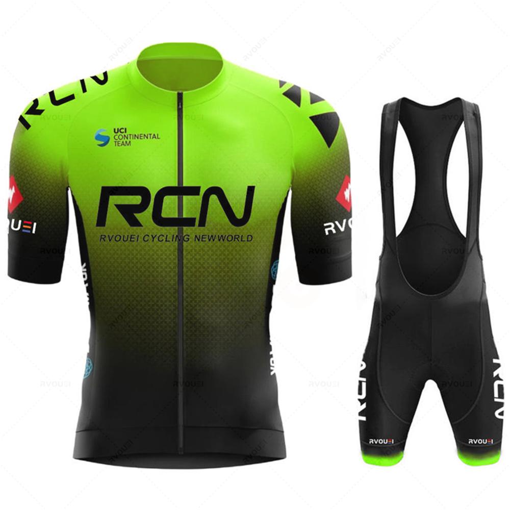 Rcn Fluoreszierendes Grün Radfahren Sets Mountainbike Uniform Sommer Herren Radfahren Jersey Set Rennrad Trikots MTB Fahrrad Tragen XS