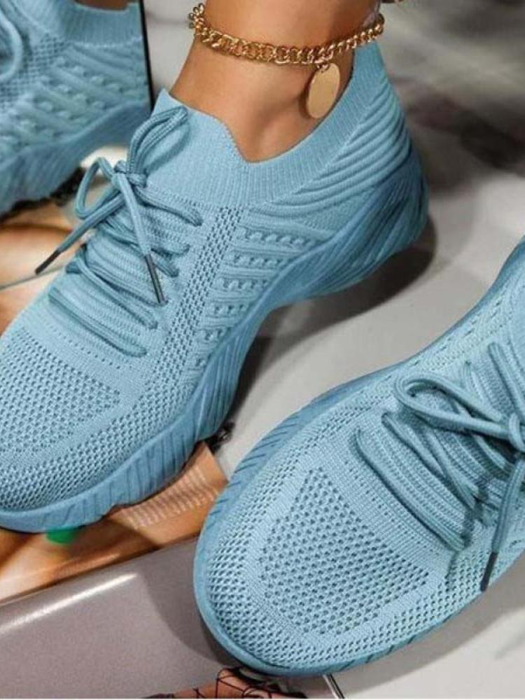 Damen Sneaker Casual Schuhe Atmungsaktive Mesh Schnürschuhe Damen Plateau Vulkanisierte Schuhe Damen Schuhe Zapatillas Mujer 35 hellblaue