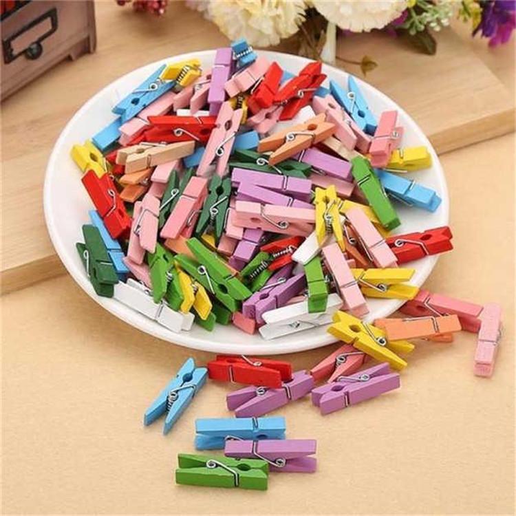 30 stücke Haushalt Mini Multi-farbe Holz Kleidung Foto Papier Peg Wäscheklammer Postkarte Handwerk Clip Hause Dekoration 30pcs