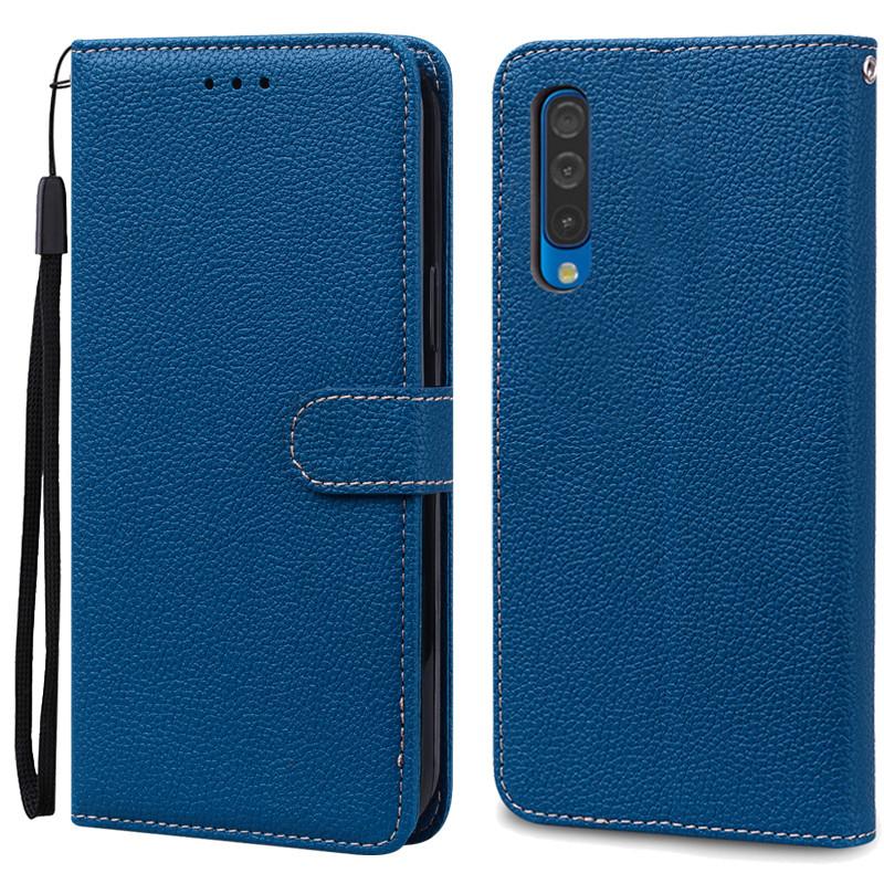 A50 Hülle Für Samsung Galaxy A50 Hülle Leder Klapp Brieftasche Hülle Für Samsung A50 Hülle A 50 A505 A505F Weiche Silikon Hülle Fundas For Samsung A50 navy blau