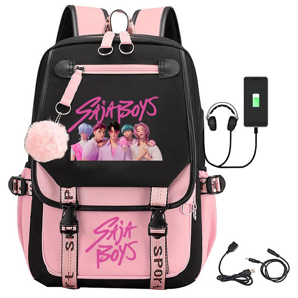 KPop Dämonenjäger Saja Jungen Rucksäcke Teenager Rucksäcke Hip Hop Gothic Schultasche Rucksäcke 15.6inch