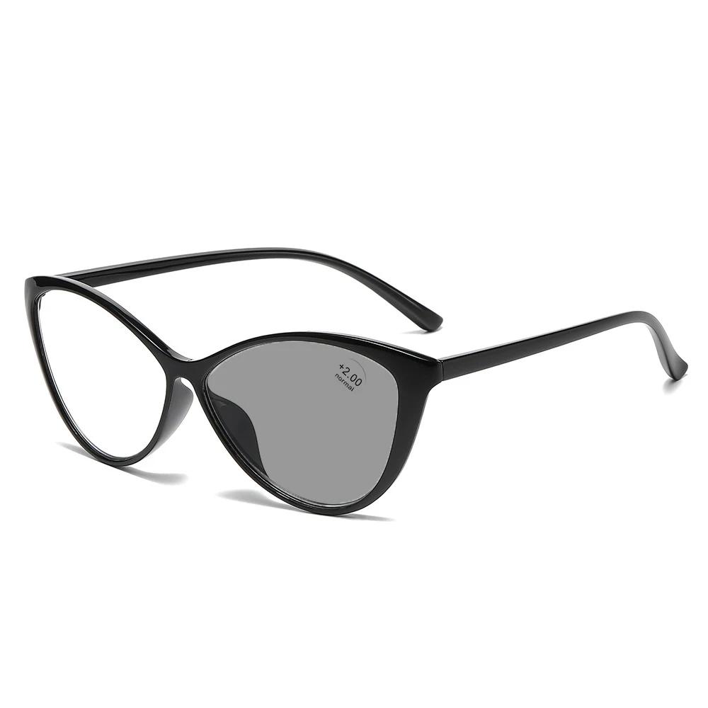 Neue Vintage-Photochrome-Brille mit großem Rahmen, Katzenaugen-Lesebrille, Blaulicht-Blockierung, Augenschutz, Presbyopie-Brille +2.5