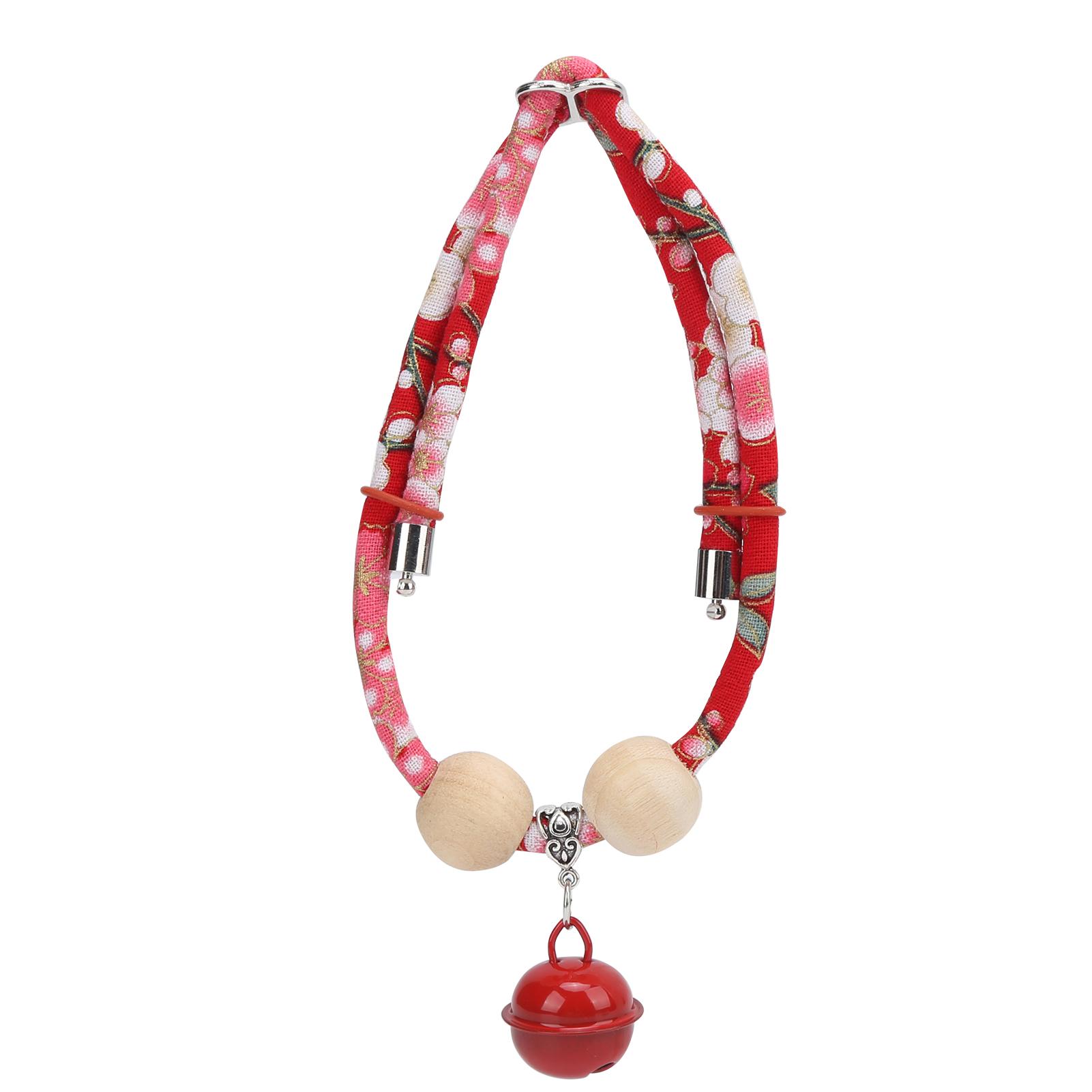 Haustier Kaninchen Dekoration Halsband Verstellbares Halsband mit Glockenanhänger für Kleintiere Rot mit Rot M