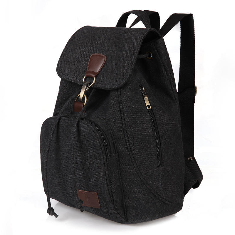 Rucksack Outdoor Canvas Rucksack Retro Mode Rucksack Damen Umhängetasche schwarz