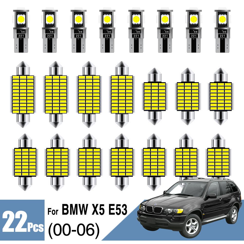 22 stücke Innen LED Licht Kit Für BMW X5 E53 2000-2006 Dome Lichter Karte Auto tür Kennzeichen stamm Boot Lesen Lampen CANBUS