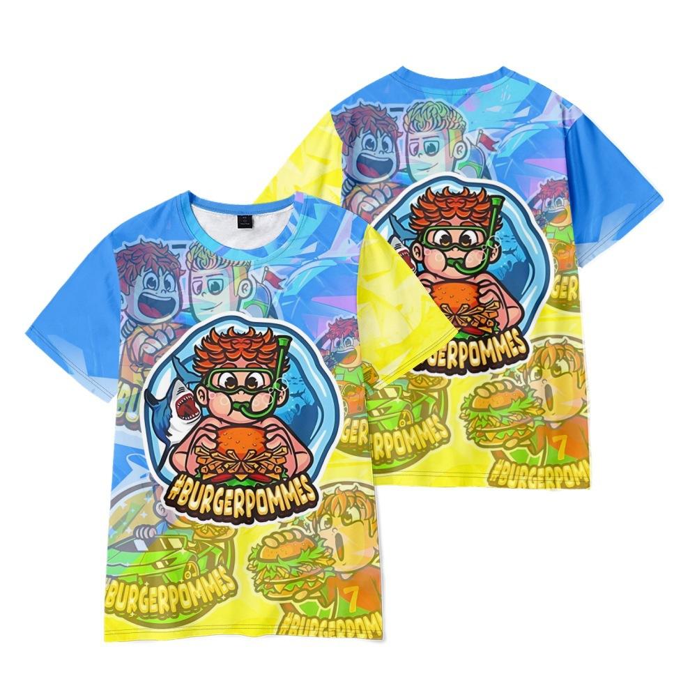 10 Farben Lustiges Burgerpommes ICrimax Cartoon T-Shirt Cooles Damen Herren T-Shirt O-Ausschnitt Casual Unisex Streetwear Fashion Kinder T-Shirt XS gelb