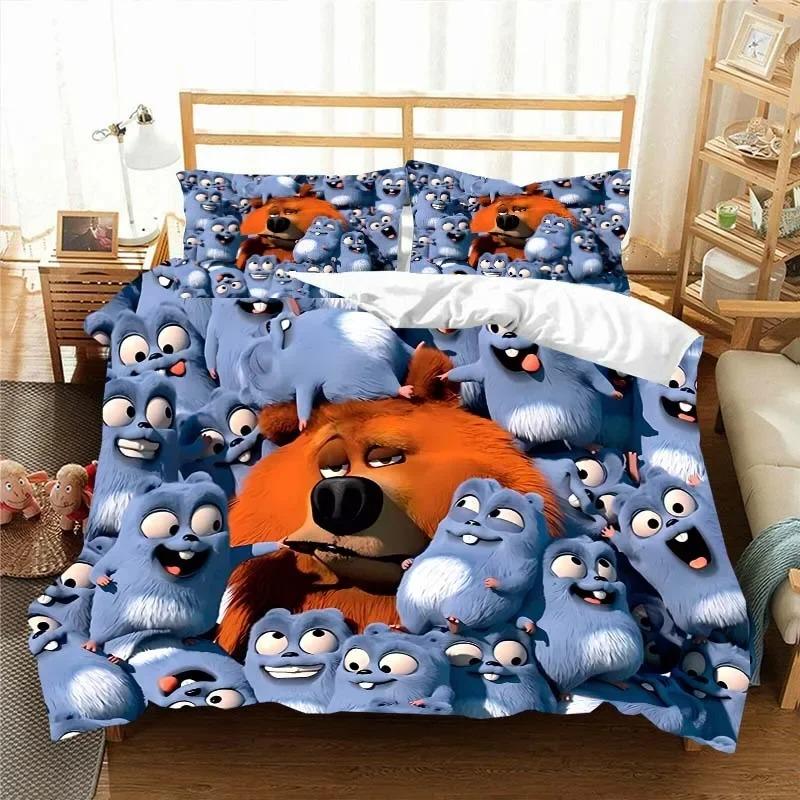 3D G-Grizzy und die Lemminge Bettwäsche-Set, Bettbezug, Tröster, Bett, Einzelbett, Zwillingsbett, Vollbett, Queensize-Bett, Jugend, Kinder, Mädchen, Jungen, Geschenk, Bettlaken AU Single 140x210cm
