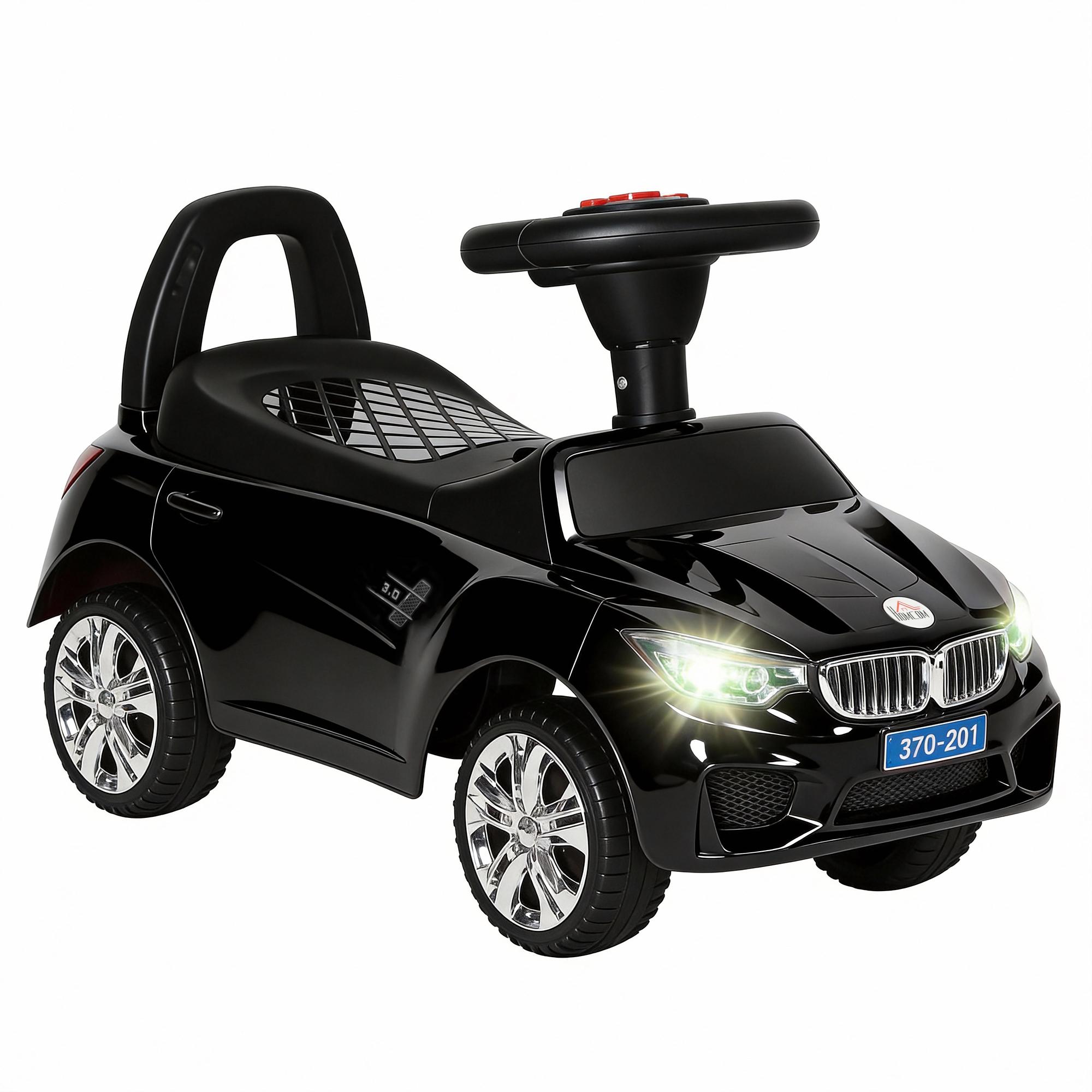 Fahrzeug zum Aufsitzen Baby Kleinkind Lauflernwagen Fuß auf Boden Rutschauto Schieber, Schwarz 63.5 x 28 x 36 cm