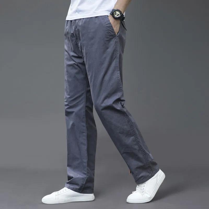 Herren Frühling Herbst Dünner Abschnitt Locker Gerade Große Größe Herren Freizeithose Tide Marke Jugend Einfarbig Lange Hose Herren 6XL blau