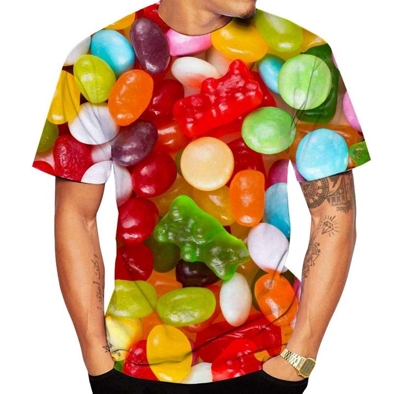 Mode T-Shirt Süßigkeiten Schokolade Lässig 3D-Druck Kurzarm T-Shirt Herrenbekleidung Streatwear S