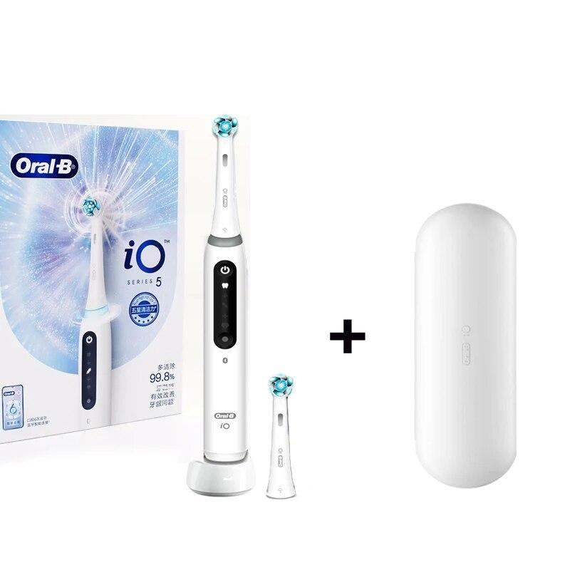 Oral-B iO5 Smart Sonic elektrische Zahnbürste, intelligenter Monitor, Putztimer, Drucksensorsteuerung, Zahnbürste, 5 Modi weiß