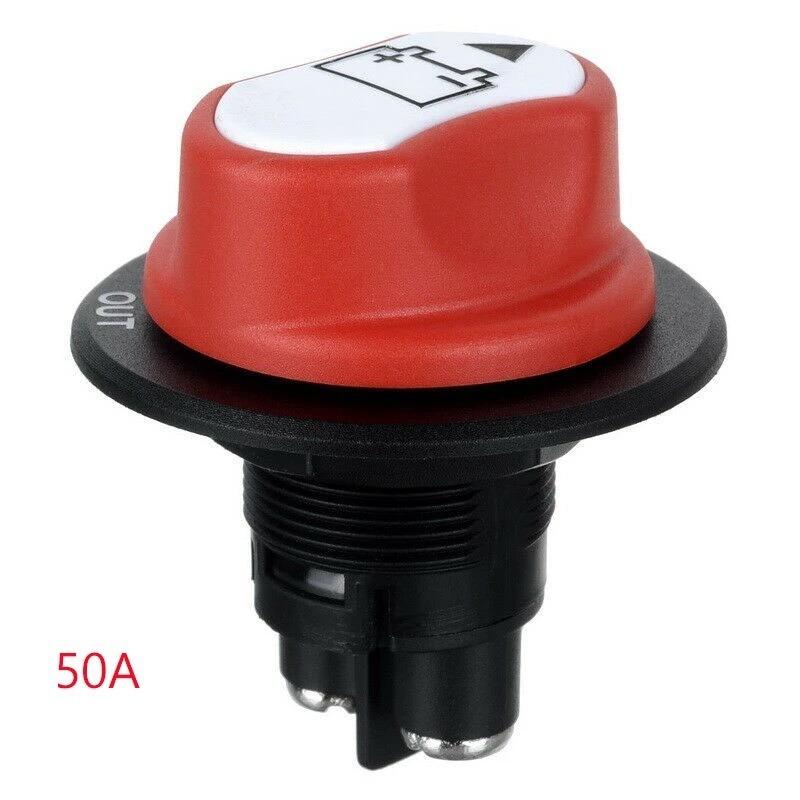 Batterieschalter Autobatterie Trennschalter Hauptschalter 12V/24V 200A, 50A, 100A Ein-Ausschalter Wasserdichter Netzschalter Isolatorschalter für Motorrad Boot Auto 50A-Detach rot/schwarz