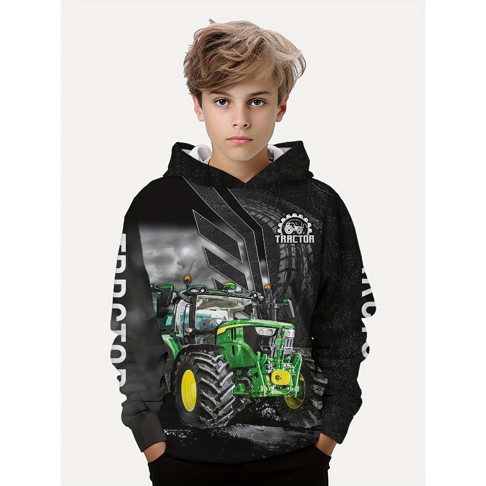 Kinderkleidung Hoodies Langarm Kinderkleidung Jungen Cartoon Kindermode Traktoren Print Mädchen Sommerkleidung Jungen Tops 120