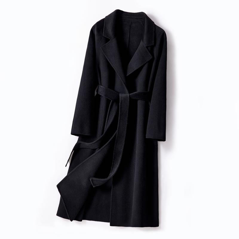 100% Wolle Damen Mantel MODERN NEW SAGA Herbst Wolle Langer Mantel HandgemachtEr Erbsenmantel Winter Warme Wolle Lange Jacke Kaschmir Mantel M schwarz