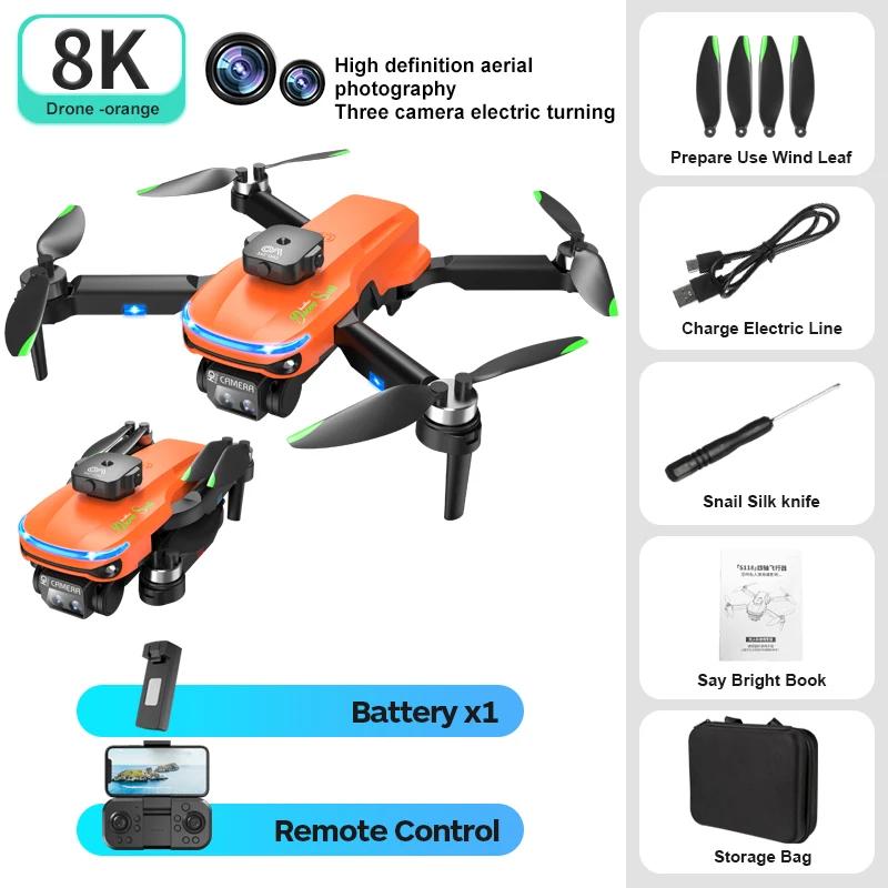 Neue S118 Bürstenlose Mini-Drohne HD ESC Drei Kameramotoren Optischer Fluss Schweben Hindernisvermeidung Windbeständiges Quadcopter-Spielzeug-Geschenk 1 battery orange