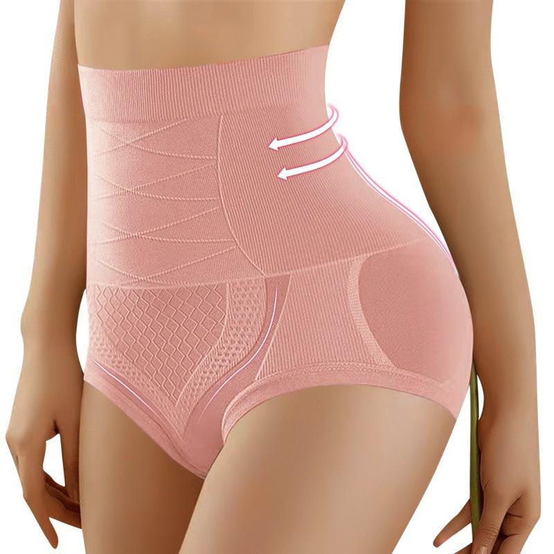 Damen-Unterwäsche, atmungsaktiv, hohe Taille, körperformende Höschen, weibliche Fitness-Workout-Hose, hohe elastische Kontrolle, kurze Unterwäsche zur Bauchkontrolle L rosa