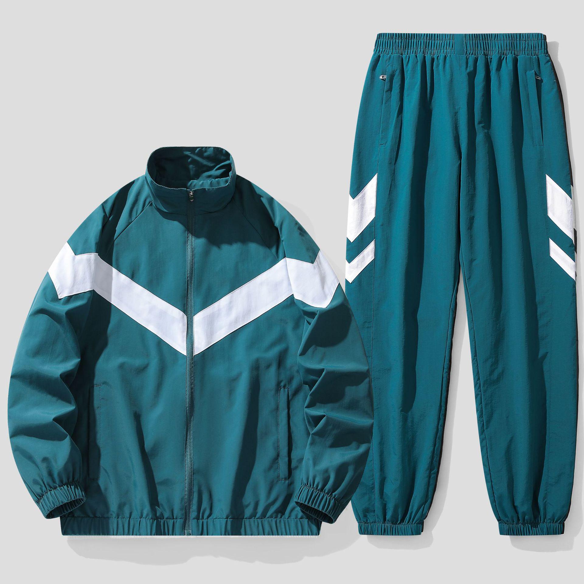 Atmungsaktives Taslon-Jacken- und Freizeithosen-Set für Herren 4XL grün