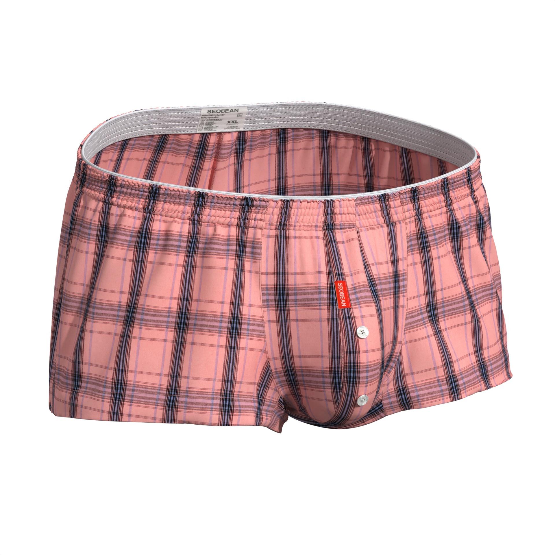 Baumwolle Herren Karierte Boxershorts Herren Unterwäsche Boxershorts Home Lounge Shorts Herren Unterhosen Herren Schlafhosen L rosa