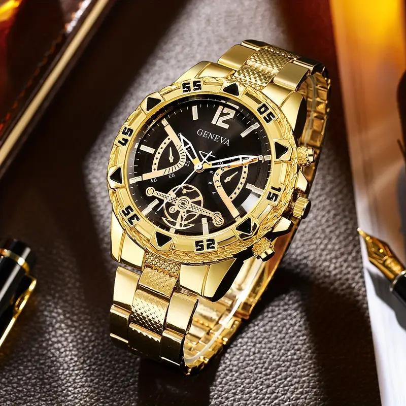 Luxus Herren Business Uhren Mode Großes Zifferblatt Quarz Armbanduhr für Herren Uhr Geschenk für Familie, Freund schwarz