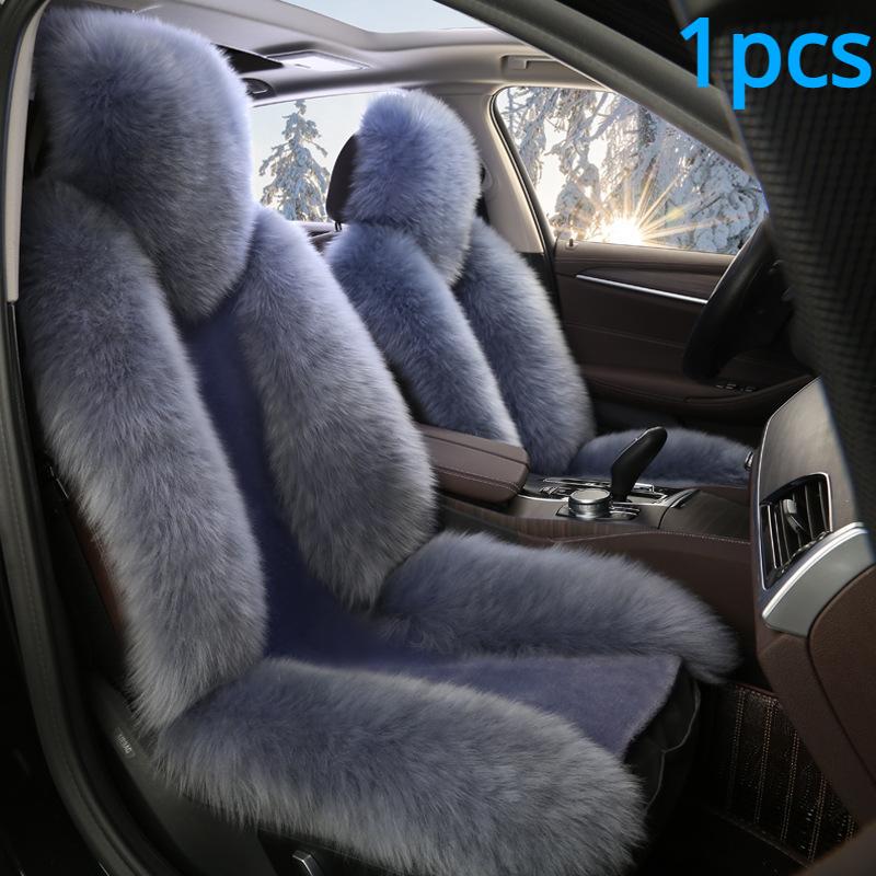 1PC Schaffell Fell Auto Abdeckung Universal Wolle Auto Kissen Vorne Auto Sitz Abdeckung Auto Zubehör Auto Auto-styling auto Innen Weihnachten Geschenk Seat cushion sets of grau
