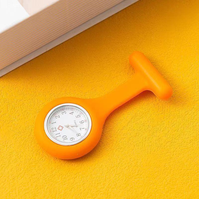 Krankenschwesteruhr aus Silikon mit Clip, medizinische Taschenuhr für Studenten, Frauen und Männer, perfekt für Uniformen, Krankenhäuser und Kliniken orange