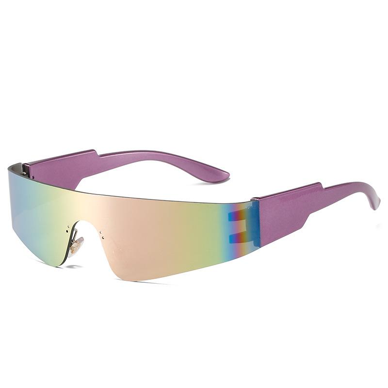 Trendige randlose futuristische Wrap-Around-Sonnenbrille für Damen und Herren, Sonnenbrillen, modische Brillen