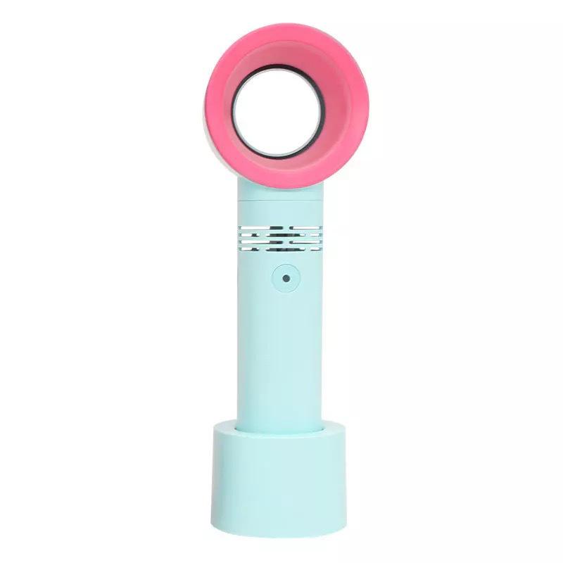 VAORLO USB wiederaufladbarer tragbarer blattloser Ventilator, tragbarer Mini-Kühler, kein Blatt, handlicher Ventilator mit 3 Geschwindigkeitsstufen, LED-Anzeige, Möbel blau