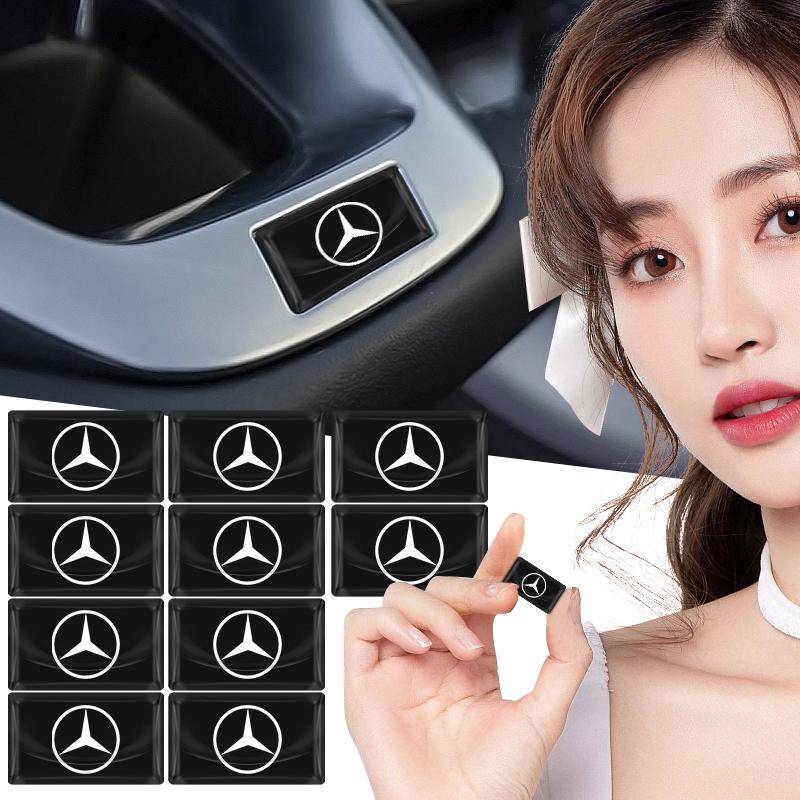 Kohlefaser Lenkrad Auto Logo Emblem 3D Aufkleber Für Mercedes Benz AMG GLE GLS GLC CLA GLB ML W204 W206 W205 W212 W203 5pcs-benz