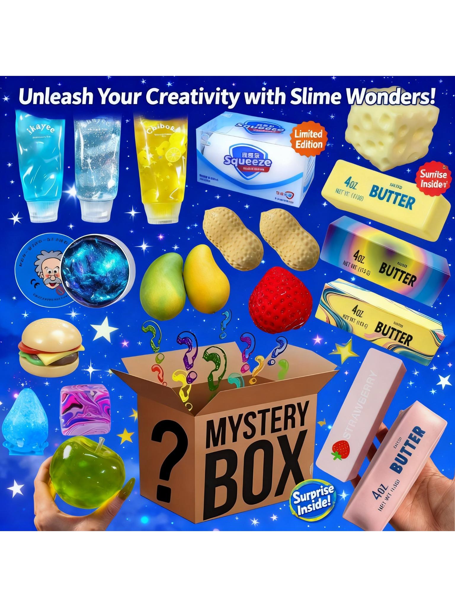 Mystery Blind Box Knete-Spielzeug Zufälliges Squishy Stressabbau Fidget Butter Lebensmittelform Sensorische Entspannung 1 Stück Kindergeschenk yellow