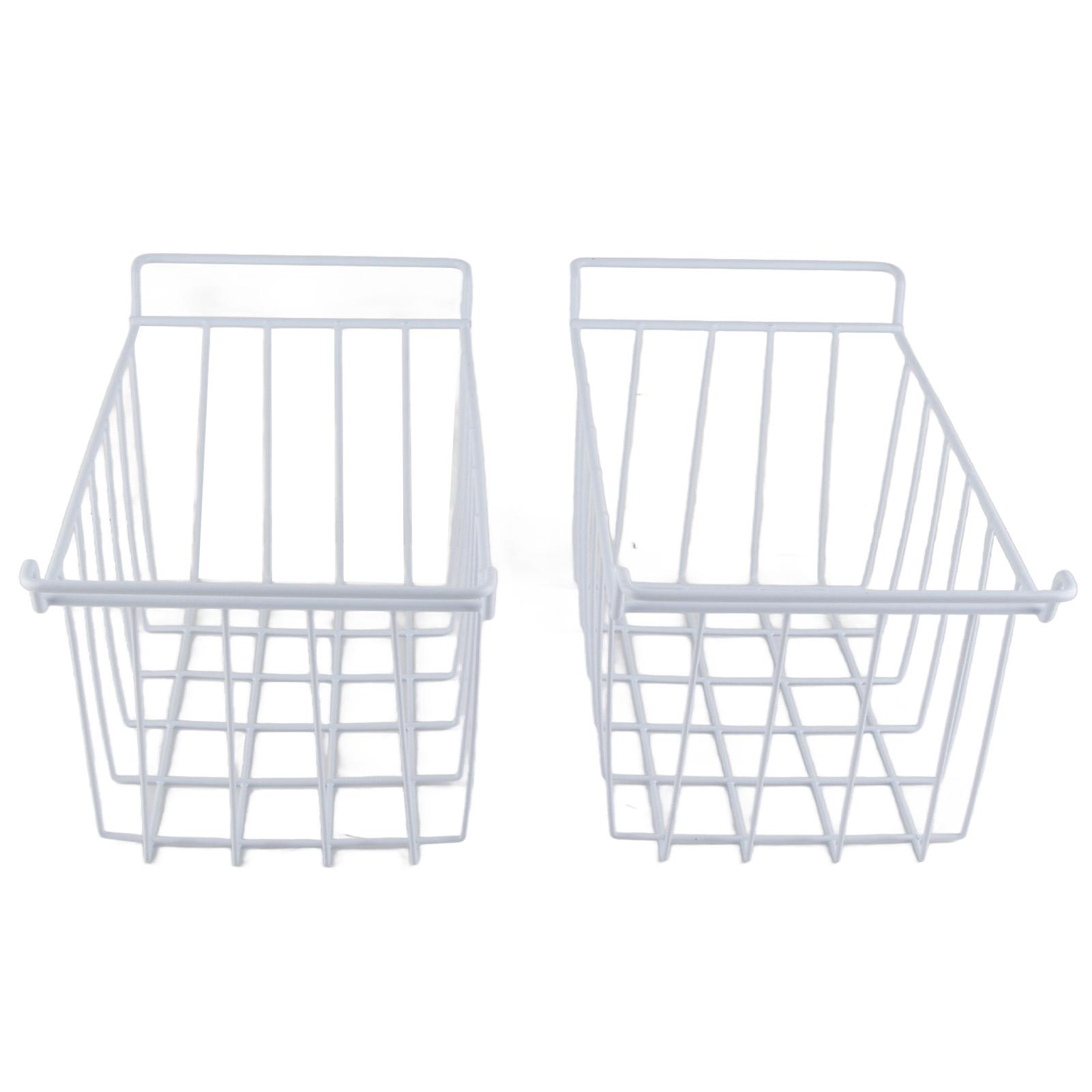 2 Stück Kühlschrank Gefrierschrank Körbe Groß Haushalt Draht Aufbewahrungskorb Behälter Organizer mit Griffen L 39cm X W 20cm X H 20cm
