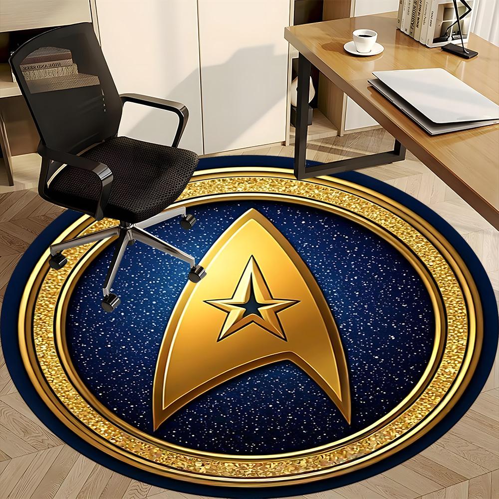 1 Stück Star Trek Büro Runder Teppich, Indoor-Matte Geeignet Für Büro, Unter Bürostühlen Schlafzimmer Wohnzimmer Heimdekoration, Raumdeko 150cm brown