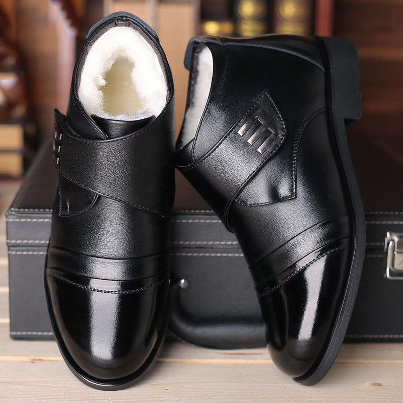 Herren Lederschuhe High Top Schuhe Herren Winter Samt Dicke Warme Herren Baumwollschuhe Winter Schneestiefel 43 schwarz