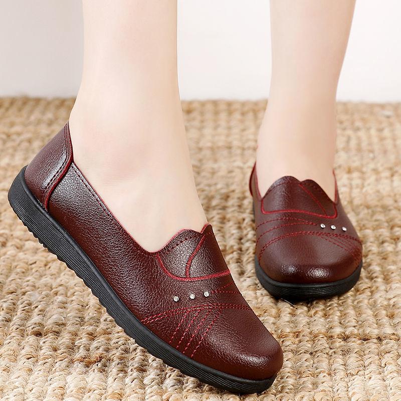 Damen Flats Damen Leder Atmungsaktive Mokassins Damen Bootsschuhe Ballerina Damen Freizeitschuhe 35