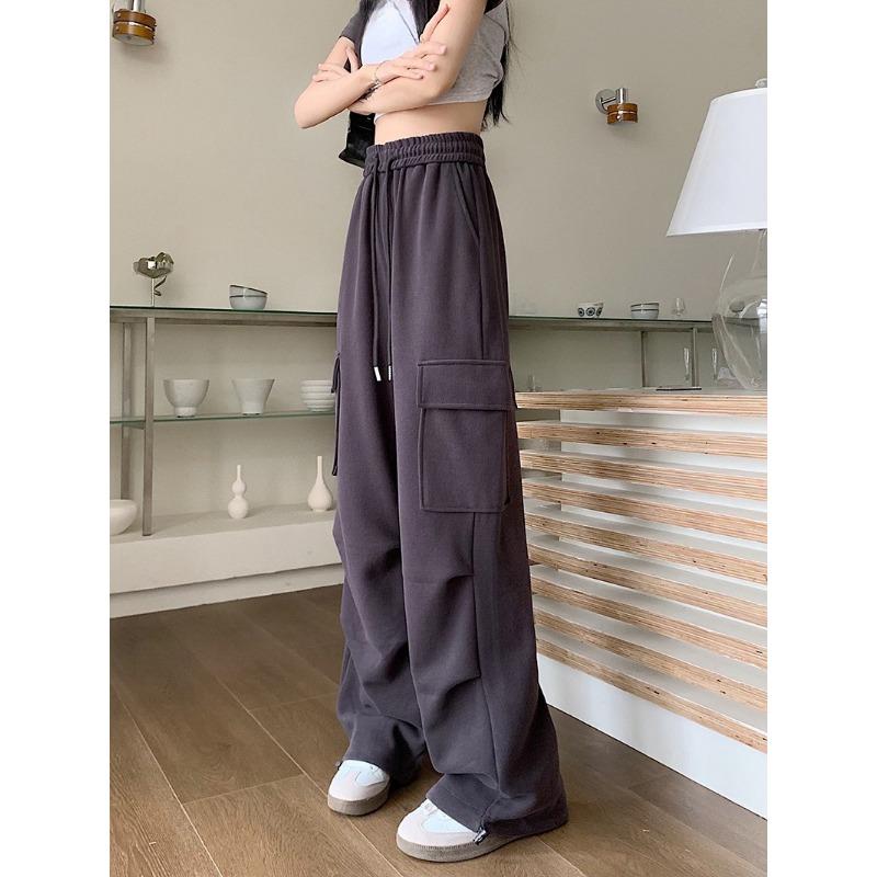 Workwear Jogginghose Damen Frühling und Sommer Übergröße Lockere Weite Bein Freizeithose Jogginghose S dunkelgraue