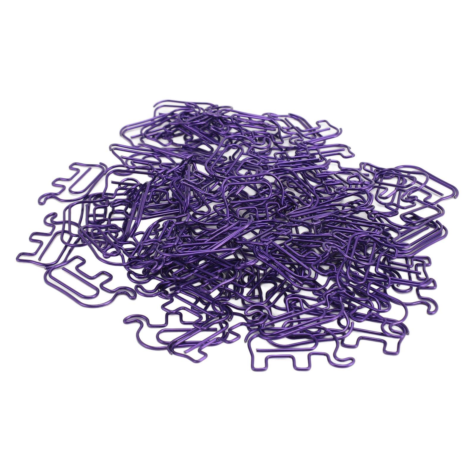 100 Stück Büroklammern, niedliche Büroklammern in Elefantenform, Edelstahl, mit Aufbewahrungsbox für Fotos violett