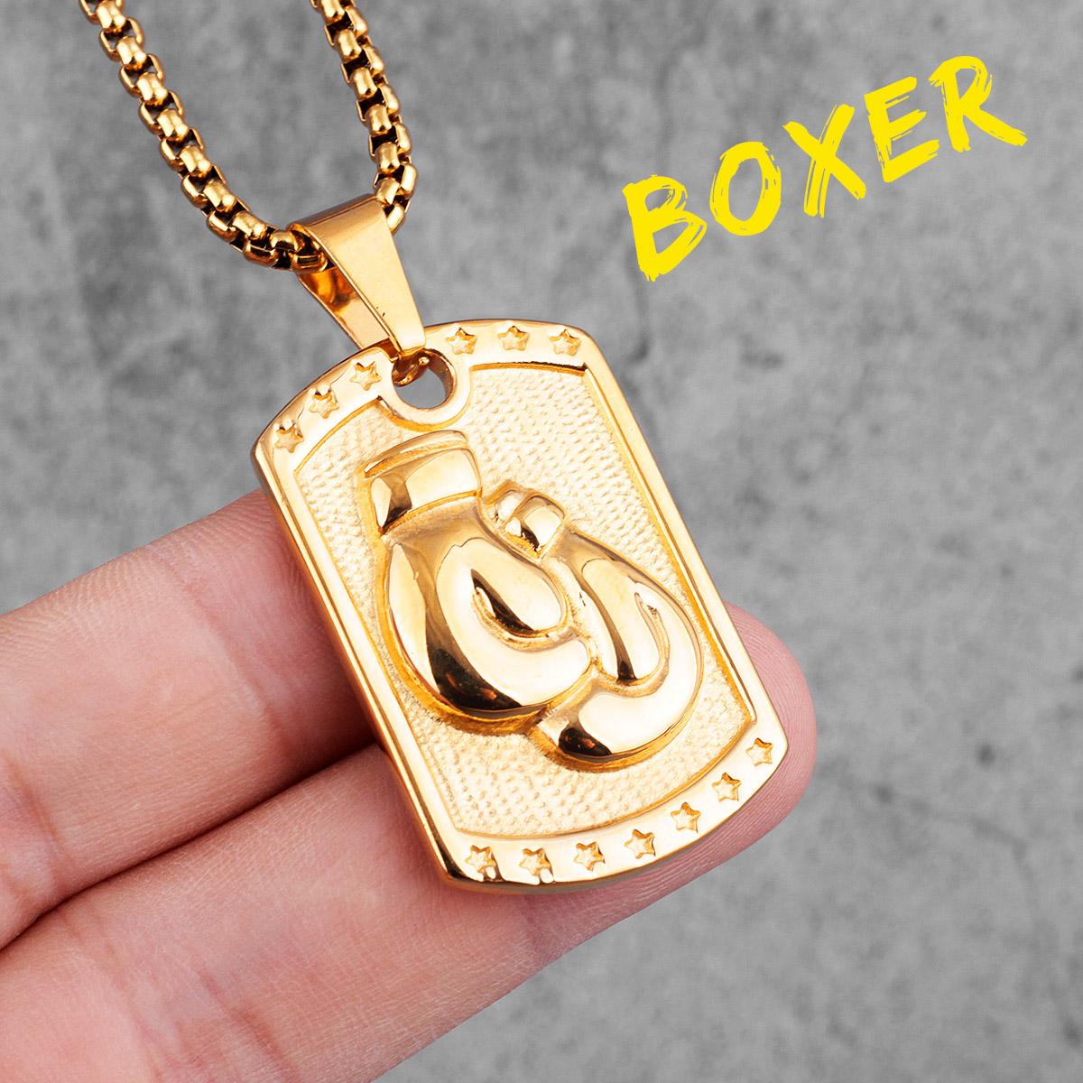 Boxhandschuhe Boxer Tag Herren Halsketten Anhänger Kette Punk für Freund Männlich Edelstahl Schmuck Kreativität Geschenk Großhandel Without Chain white