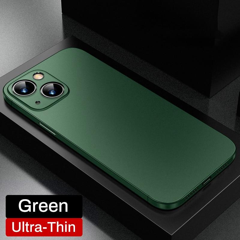 Luxuriöse, ultradünne, weiche Hülle für iPhone 16 15 14 Plus 13 12 Mini 11 Pro Max X XR XS SE 7 8 Plus, matt, schlank, durchscheinend, stoßfeste Stoßstangenabdeckung For iPhone 16 Plus dunkelgrüne