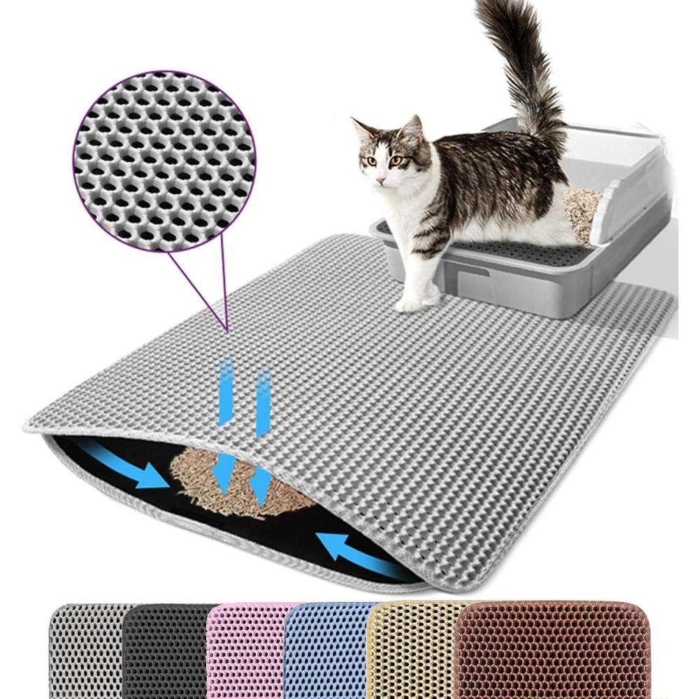 Extragroße Katzenklo-Matten, 120x70cm, 2-lagige Auffangmatte, Wasserdicht Urinsicher, Leicht zu reinigen, Rutschfest 120x70cm graue