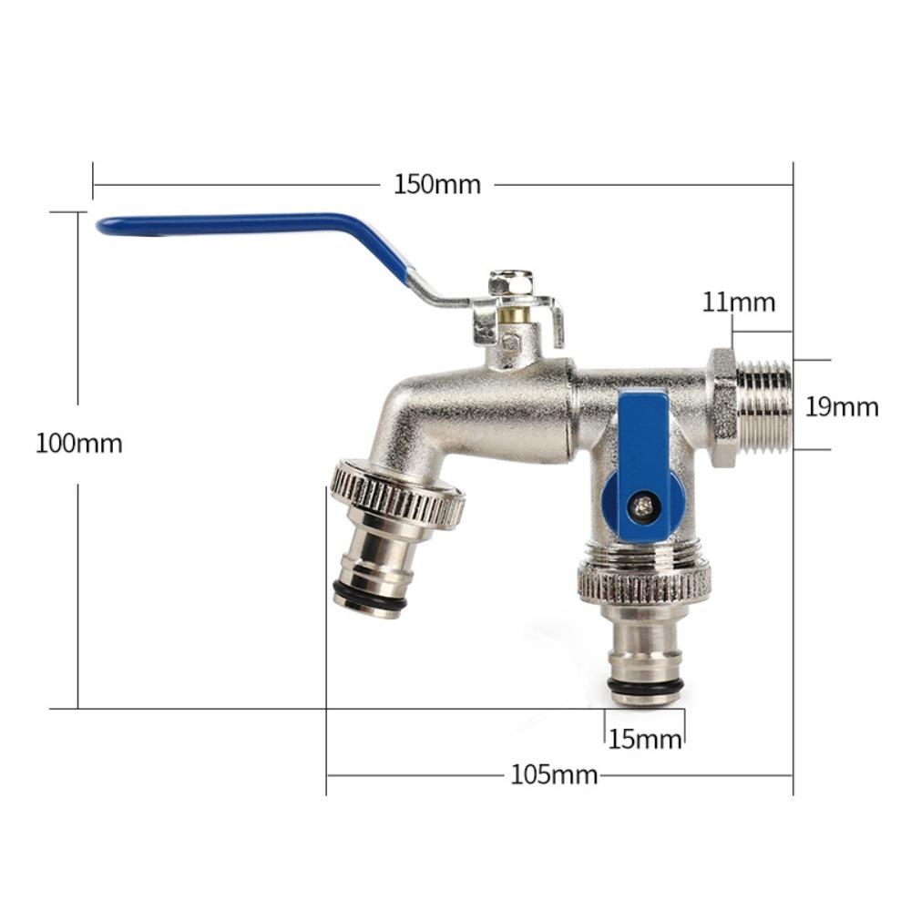 Doppelkopf-Ventilschalter Gartenbewässerung Wasserverteiler Verbinder Hohe Qualität Wasserhahn Zuhause blau
