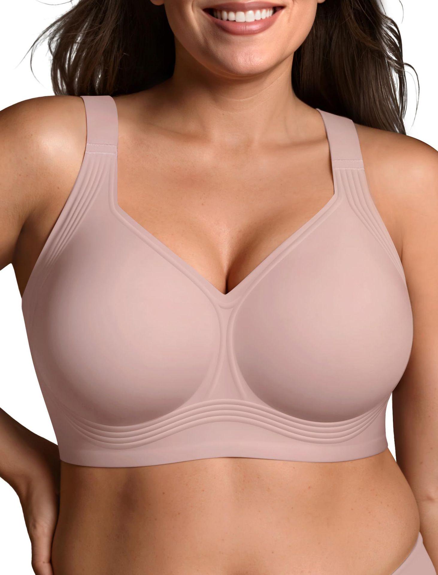 OEAK Seamless Push-Up BH mit Leopardenmuster – Bügellos, Weicher Halt, Große Größen, Bequem, Dünn, Anti-Hänge-Damenunterwäsche L rose rot