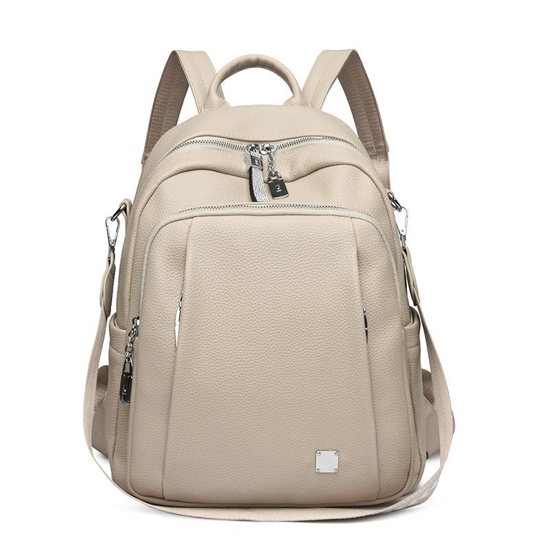 Weicher Lederrucksack für Damen, Einzelschulterrucksack, Schultasche, große Kapazität, Reisetasche, vielseitige, modische, neue, lässige Damentasche